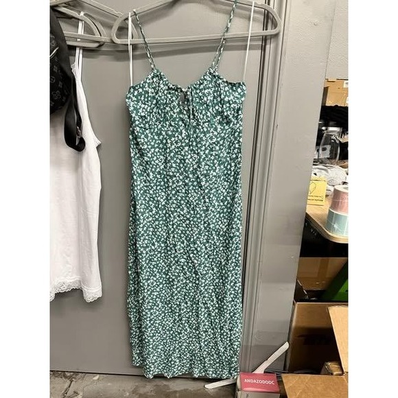 Weekend‎ Los Angeles Floral Midi Dress Teal Green Summer Casual M - Picture 1 of 3